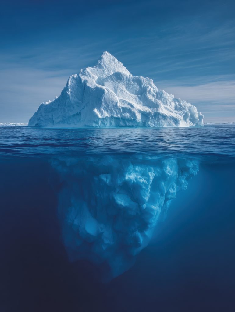 Iceberg from above and below the water